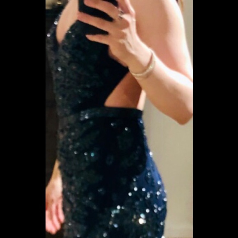 Roberto Cavalli Navy Blue Sequin Evening Gown - Picture 7 of 8